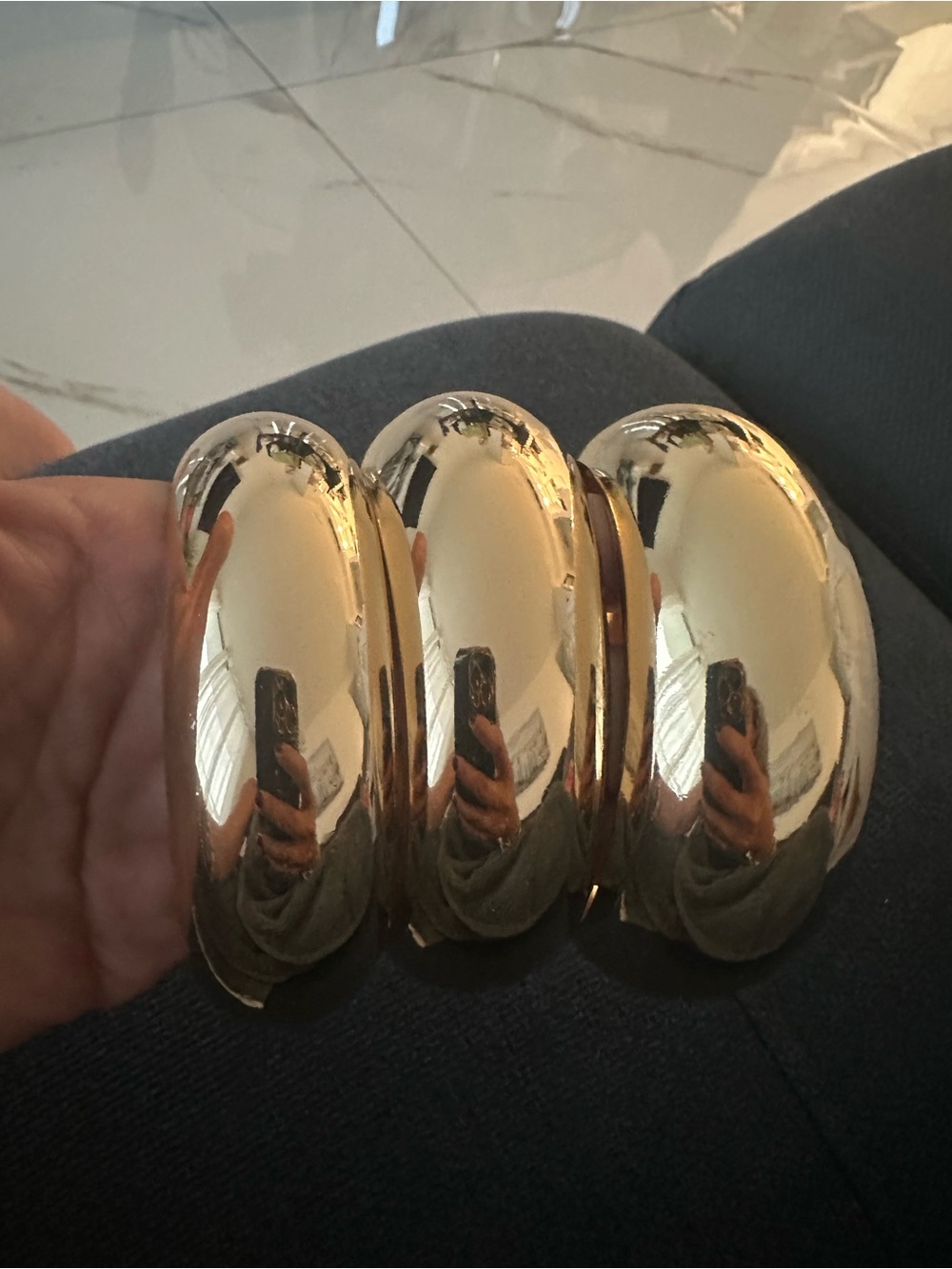 Zara Polished Gold Triple Dome Bracelet